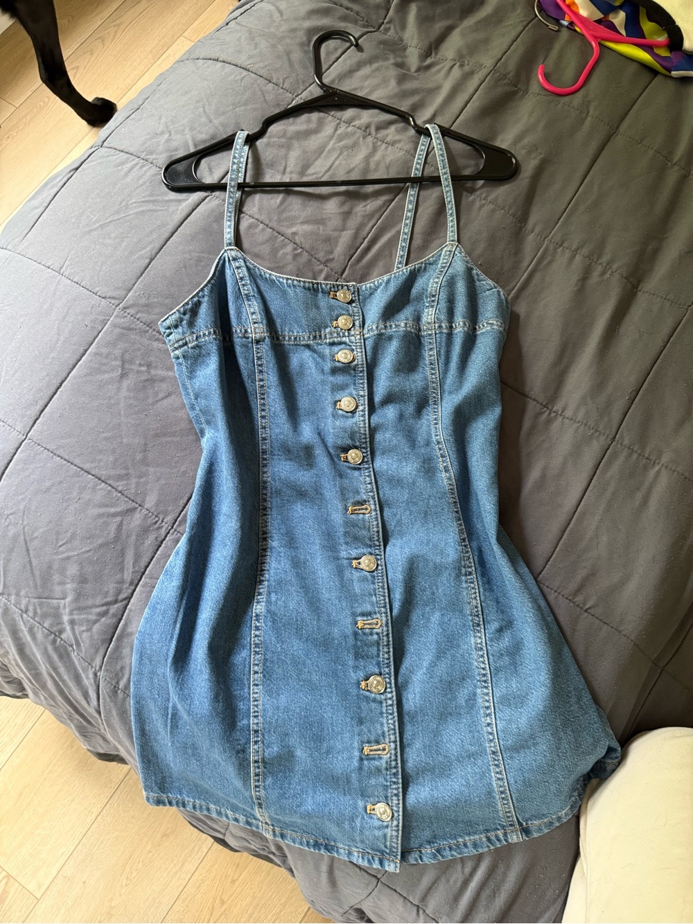 Zara Denim Button-Front Mini Dress - Blue